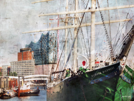 Hafen Hamburg 44  –  80 x 60 cm – Canvas Leinwand auf Keilrahmen gespannt